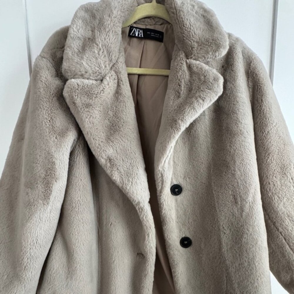 Zara - Faux Fur Coat - Size S